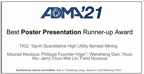 Best Poster Presentation Runner-Up Award – ADMA 2021