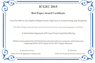 Best paper award – ICGEC 2015