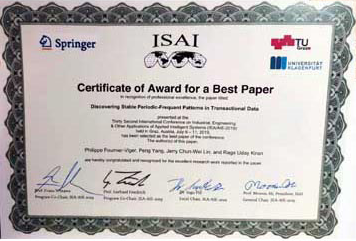Best paper award – IEA AIE 2019