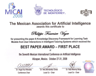 Best paper award – MICAI 2018