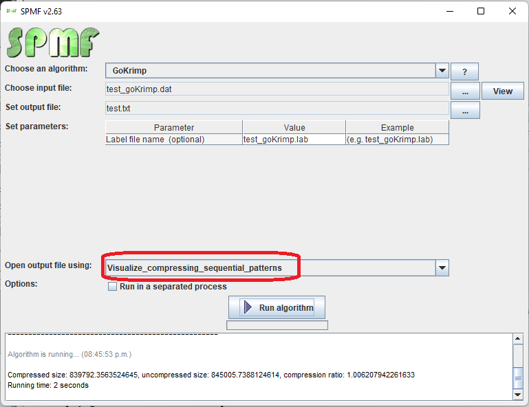 visualize compressing sequential patterns selection