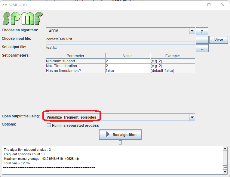 visualize frequent episodes selection