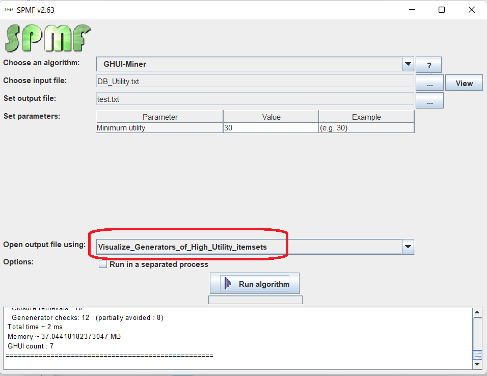 visualize association rules selection