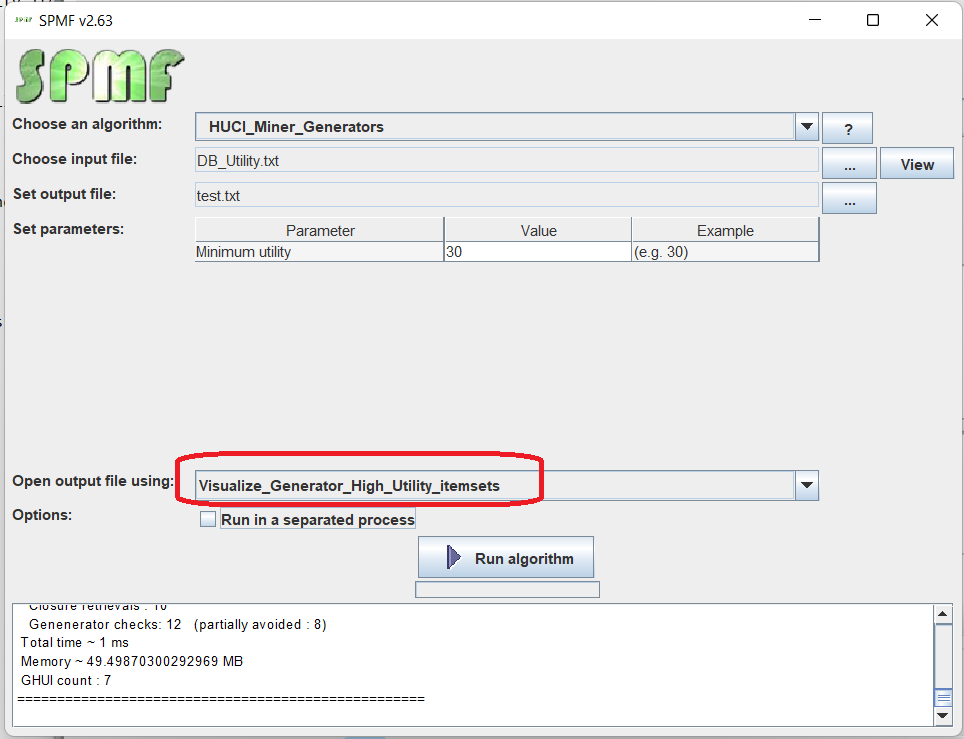 visualize association rules selection
