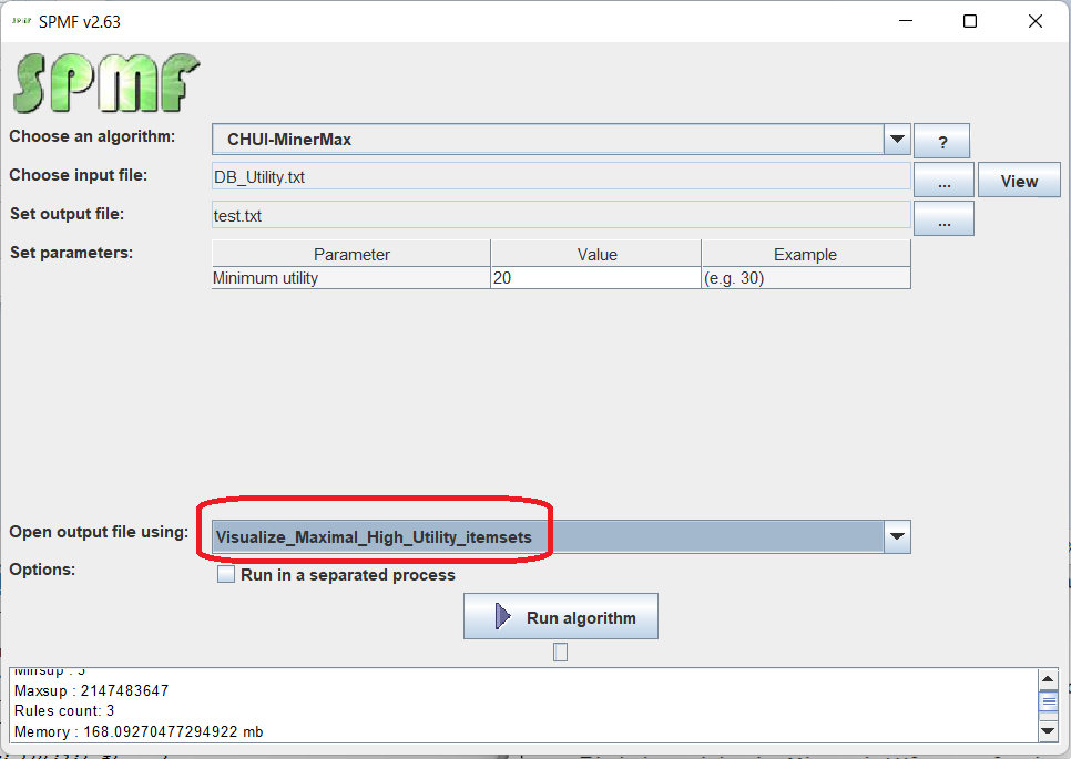 visualize association rules selection