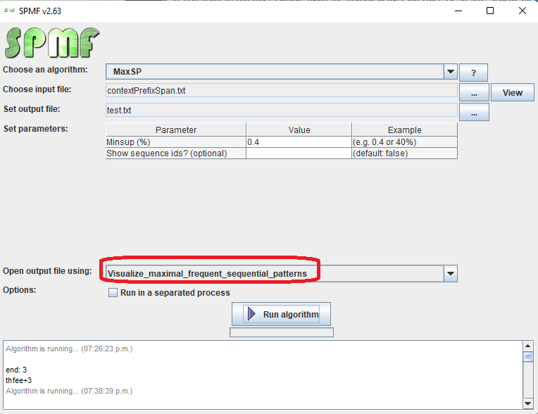 visualize maximal frequent sequential patterns selection