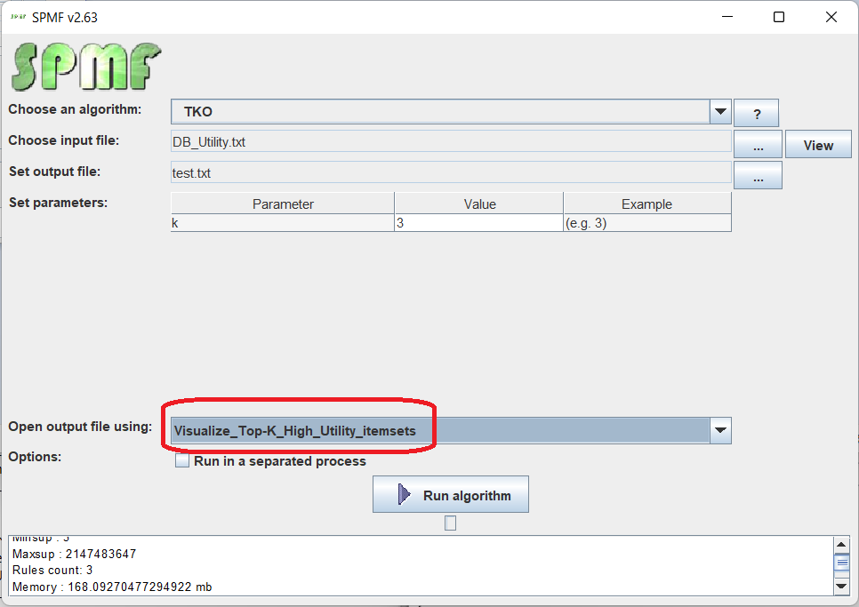 visualize association rules selection