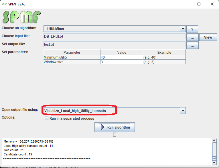 visualize association rules selection
