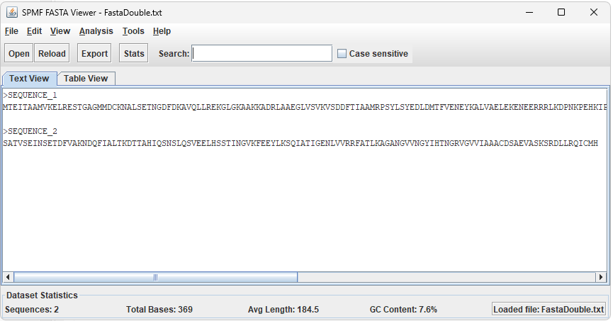 FASTA viewer main window