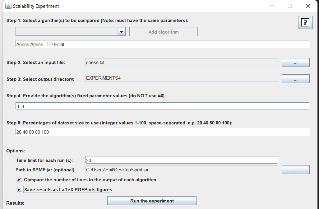 all parameters are filled for the experiments