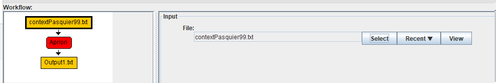 selecting the input file in the workflow editor