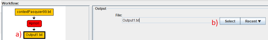choose output of apriori in workflow editor of spmf