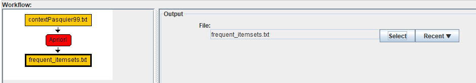 frequent itemsets output in the workflow editor of spmf
