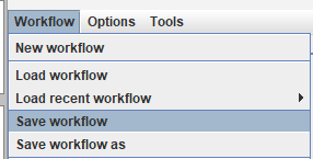 save workflow menu