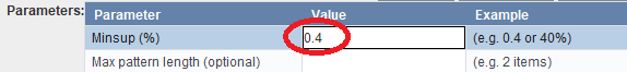 workflow parameter for apriori
